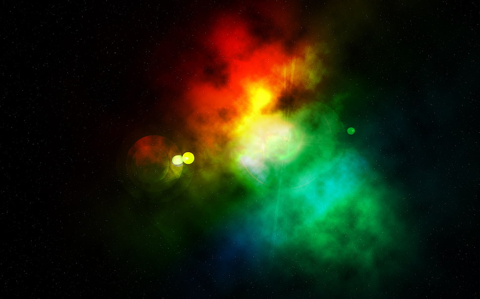 red, green, and yellow digital wallpaper, space, red, green, yellow HD wallpaper