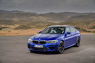 blue BMW sedan, BMW M5, Cars 2018, 5k