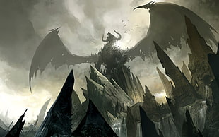 Monster Hunter World splash art, fantasy art, concept art, Guild Wars, Guild Wars 2 HD wallpaper