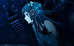 animated girl illustration, headphones, anime girls, anime