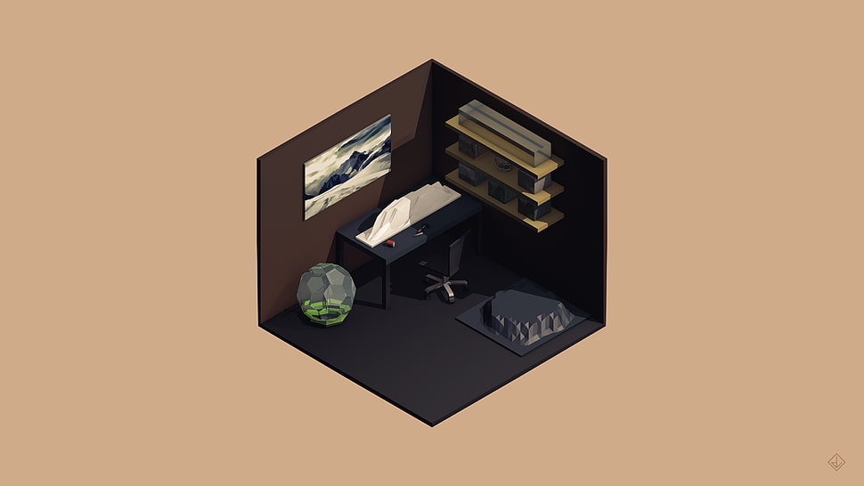 3D room illustration HD wallpaper