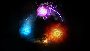 purple, blue, and red elemental illustration photo