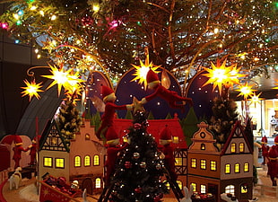 lighted Christmas Village miniature HD wallpaper
