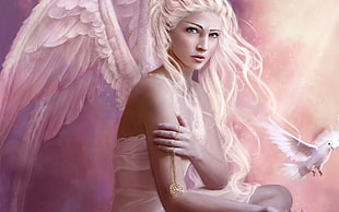 angel girl illustration HD wallpaper