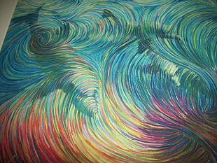 multicolored abstract painting, painting, colorful, swirls