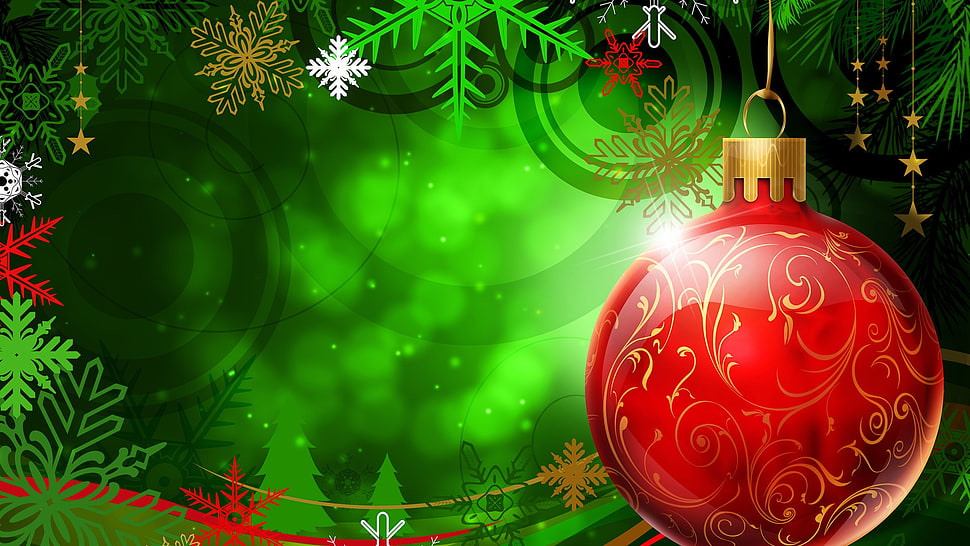 red Christmas Bauble wallpaper HD wallpaper