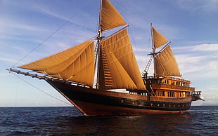brown sailing ship
