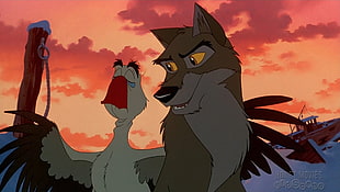 bird and wolf cartoon character