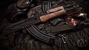 black rifle, vodka, gas masks, AK-47 Draco, S.T.A.L.K.E.R.