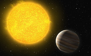 planet and sun at distance in solar system illustration