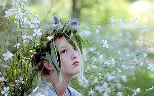 Girl,  Child,  Crown,  Grass