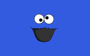 Sesame Street Cookie Monster clipart, Cookie Monster, blue background, minimalism