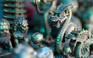 green dragon figurine, chinese dragon, dragon