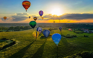 assorted hot air balloons, nature