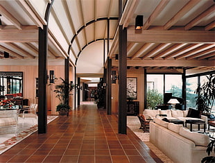 brown ceramic floor tiles, interior design, house HD wallpaper