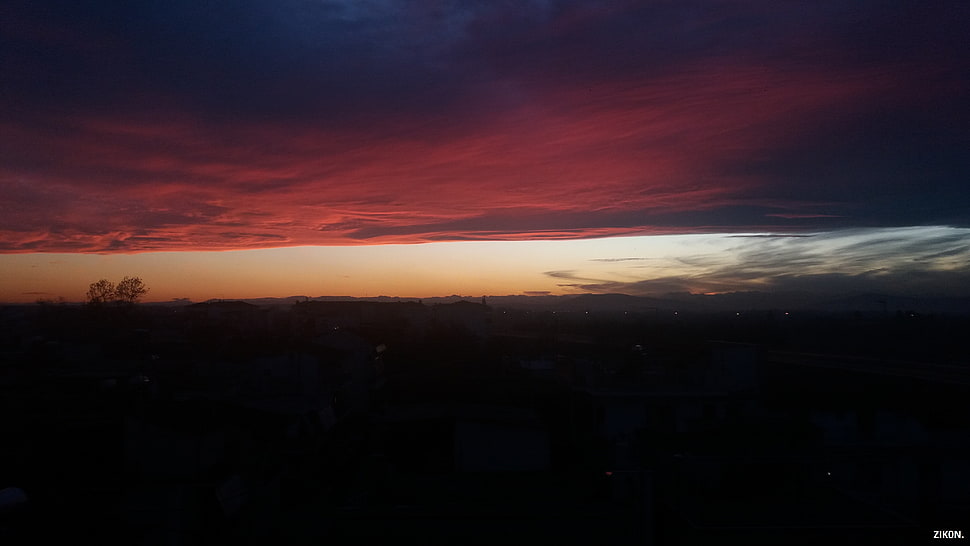 red and blue cloudy sky, landscape, clouds, sunset, Greece HD wallpaper