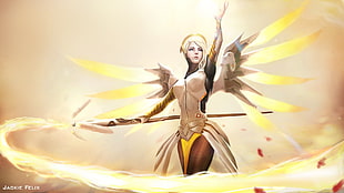 female angel character digital wallpaper