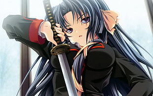 female anime character holding a sword
