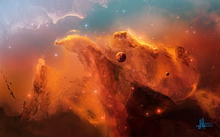 nebula, JoeyJazz, space art, planet HD wallpaper