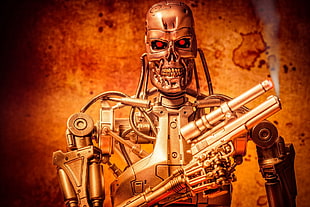 skeleton holding gun illustration, toys, Terminator, endoskeleton