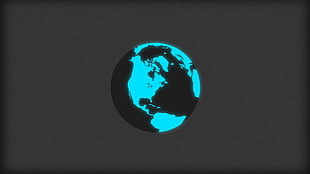 blue and black earth photo, minimalism, globes, world, glowing