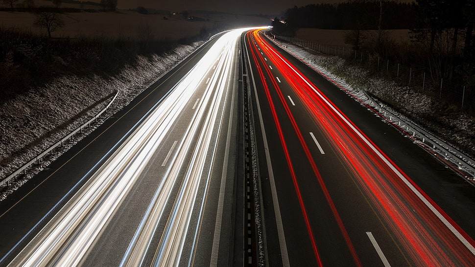 timelapse photo of vehicles, road, long exposure HD wallpaper