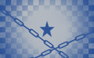 blue chain and star logo, Black Rock Shooter, blue, white, chains HD wallpaper