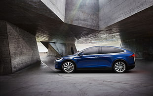 blue 5-door hatchback digital wallpaper