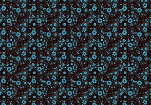 black and blue floral pattern HD wallpaper