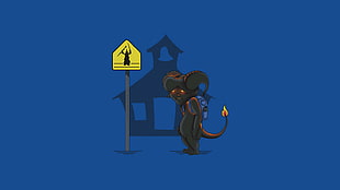 yellow and black post, Balrog, chibi, The Lord of the Rings