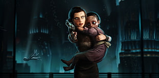 female hold pistol cartoon character