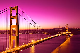 Golden Gate Bridge during golden hour HD wallpaper