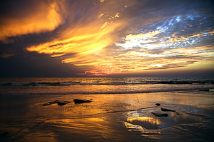 landscape photography of sea during sunset, broome