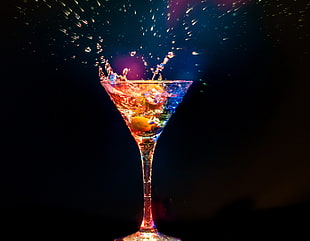 clear cocktail glass with liquid inside HD wallpaper