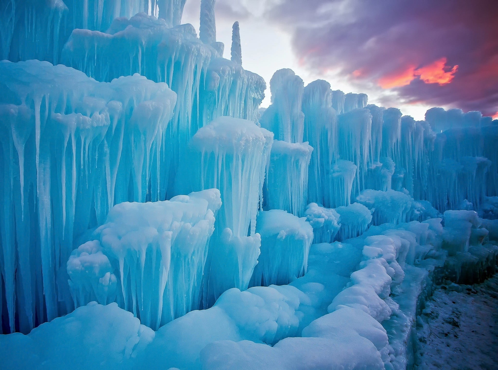 Ice icicle, ice, landscape HD wallpaper