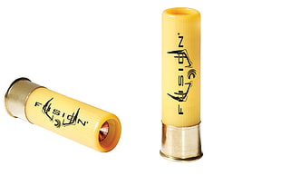 two Fusion shotgun bullet shells, ammunition
