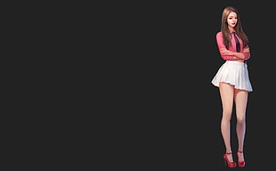 woman in red and white dress anime character