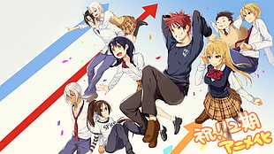 female and male anime character lot wallpaper, Shokugeki no Souma, Nakiri Erina, Nakiri Alice, Yukihira Soma