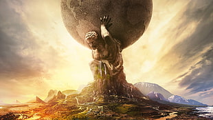 man carrying globe illustration, Sid Meier's Civilization VI, video games, Atlas (god)