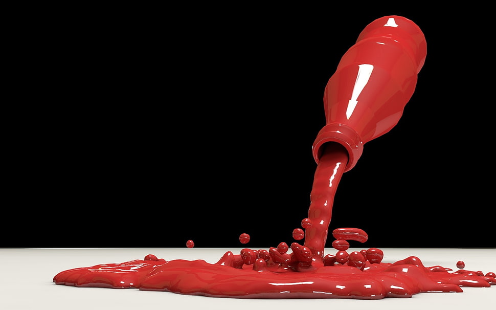 red floating bottle decor on white surfac HD wallpaper