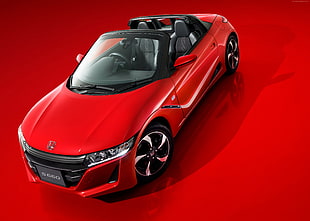 red Honda coupe on red surface HD wallpaper