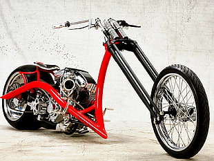 red and black cruiser motorcycle, motorcycle, vehicle