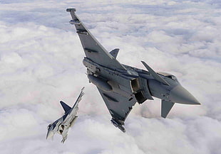 gray fighter jet, Eurofighter Typhoon, jet fighter, airplane, aircraft