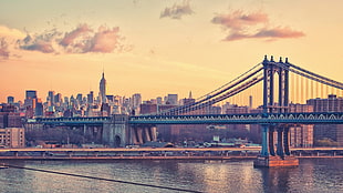 brown concrete bridge, city, bridge, New York City, Manhattan Bridge