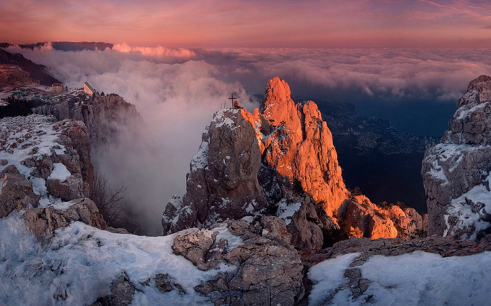 snowy mountain timelapse photography HD wallpaper