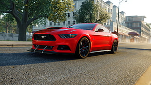 red Ford Mustang, Ford Mustang GT, The Crew, car, nitro HD wallpaper