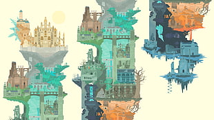 assorted-color castles illustration, Dark Souls, video games, vector art, map