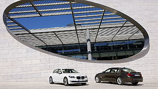 two black and white sedans, BMW 7, BMW, car, vehicle