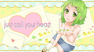 green-haired girl in sleeveless dress anime wallpaper HD wallpaper
