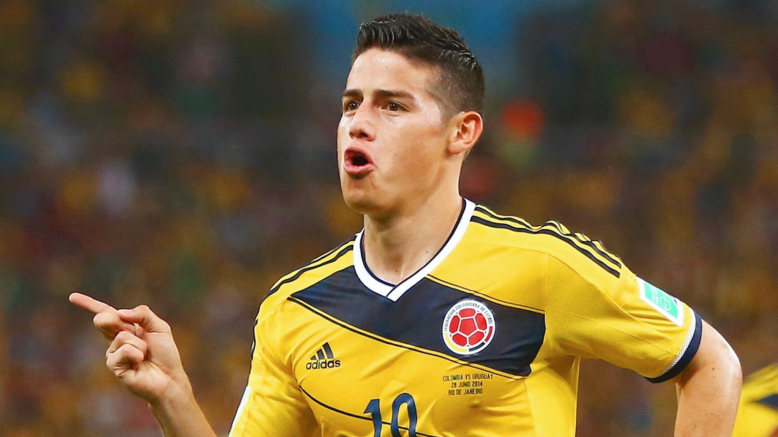 yellow adidas jersey, James Rodriguez, footballers, men, soccer